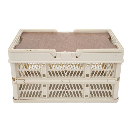 Camping Picnic Basket Foldable Large Capacity Multifunction Handheld Camping Storage Basket Camping Storage Box Grey White S