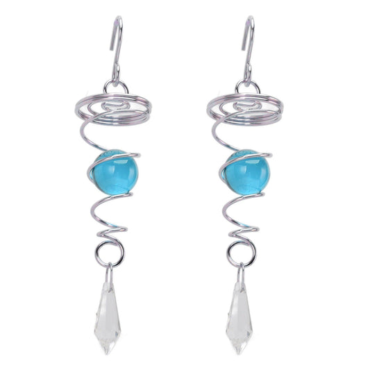 2Pcs Gazing Ball Spiral Tail Wind Spinner Stabilizer Stainless Steel Spiral Wind Chimes for Outside Lake Blue V1294-YM3111220255515-0421