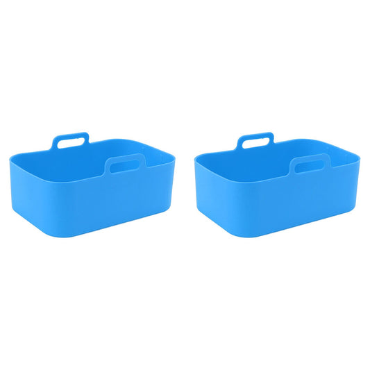 2 Sets Kitchen Fryer Silicone Basket and Mat Reusable Non Stick Rectangular Air Oven Accessories for Ninja V1294-YM3113220220813-0421