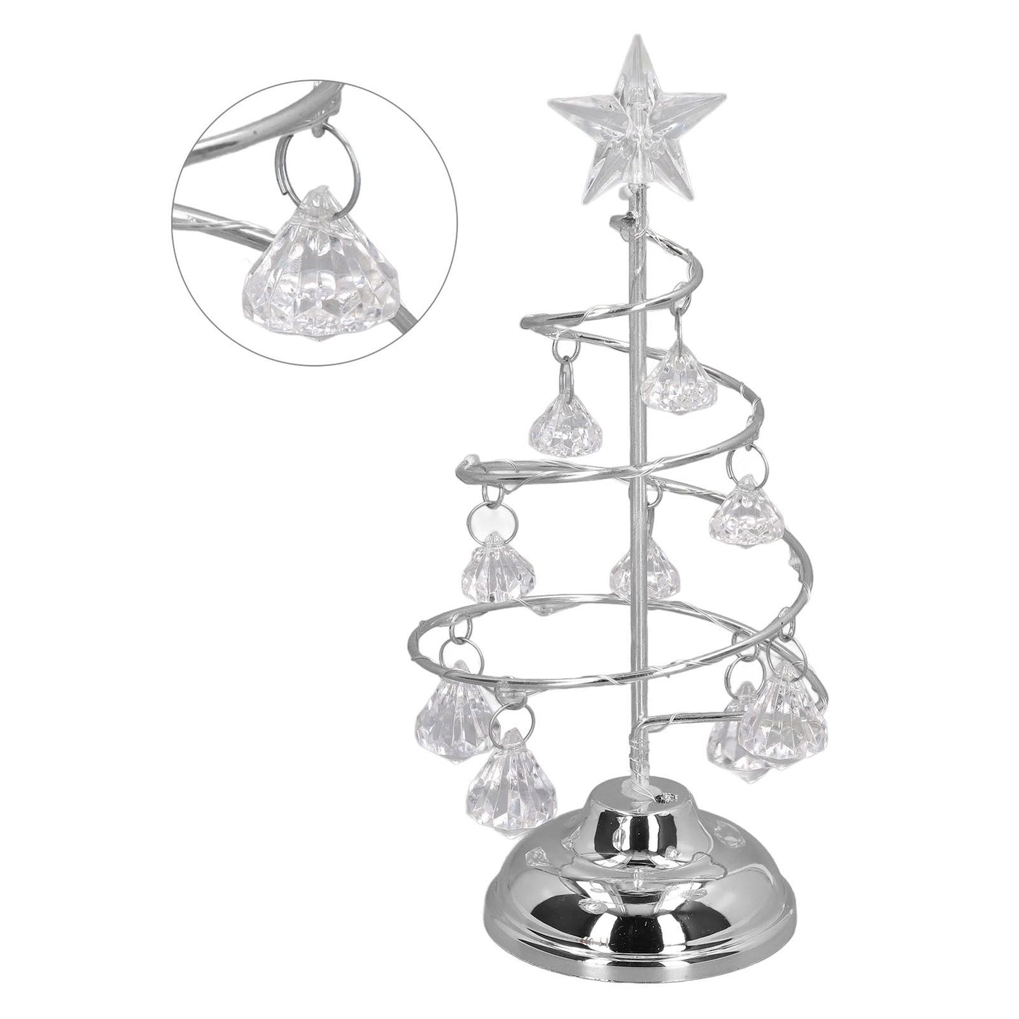 LED Christmas Tree Lamp Small Crystal Decorative Iron Tree Night Light Ornament for Gift Silver White Light V1294-YM3115220096512-0421