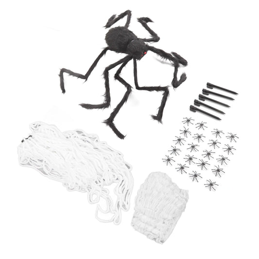 Cobweb and Spider Terror Decoration Soft with 40g Cotton White and Black Spider Cobweb Props for Halloween V1294-YM3115220097811-0421