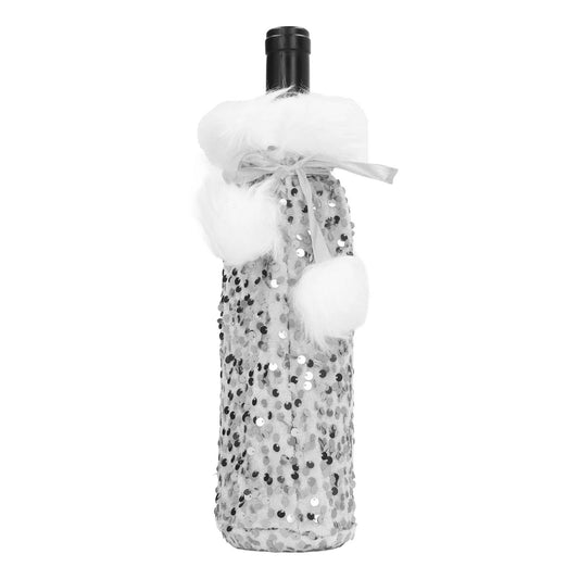 Christmas Wine Bottle Cover Beautiful Shiny Sequin Cloth Decorative Bottle Sleeve Cover for Christmas Parties V1294-YM3115220098113-0421