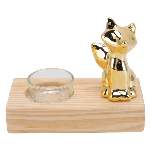 Tealight Candle Holder Walnut Glass Ceramic Decorative Golden Romantic Wooden Candle Holder Ornaments V1294-YM3115220113311-0421