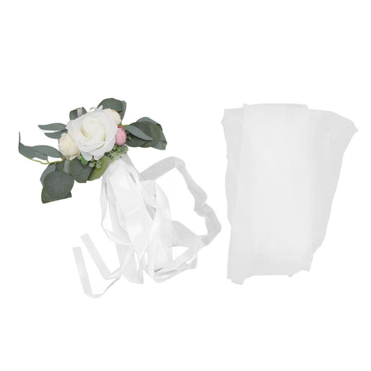 Chair Back Flower Simple Style Attractive Decorative Vivid Beautiful Artificial Flowers with Ribbons for V1294-YM3115220116612-0421