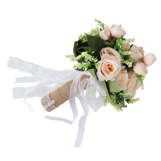 Holding Flowers Artificial Lifelike Modern Elegant Decorative Bridal Bouquet for Wedding Photography Champagne V1294-YM3115220119412-0421