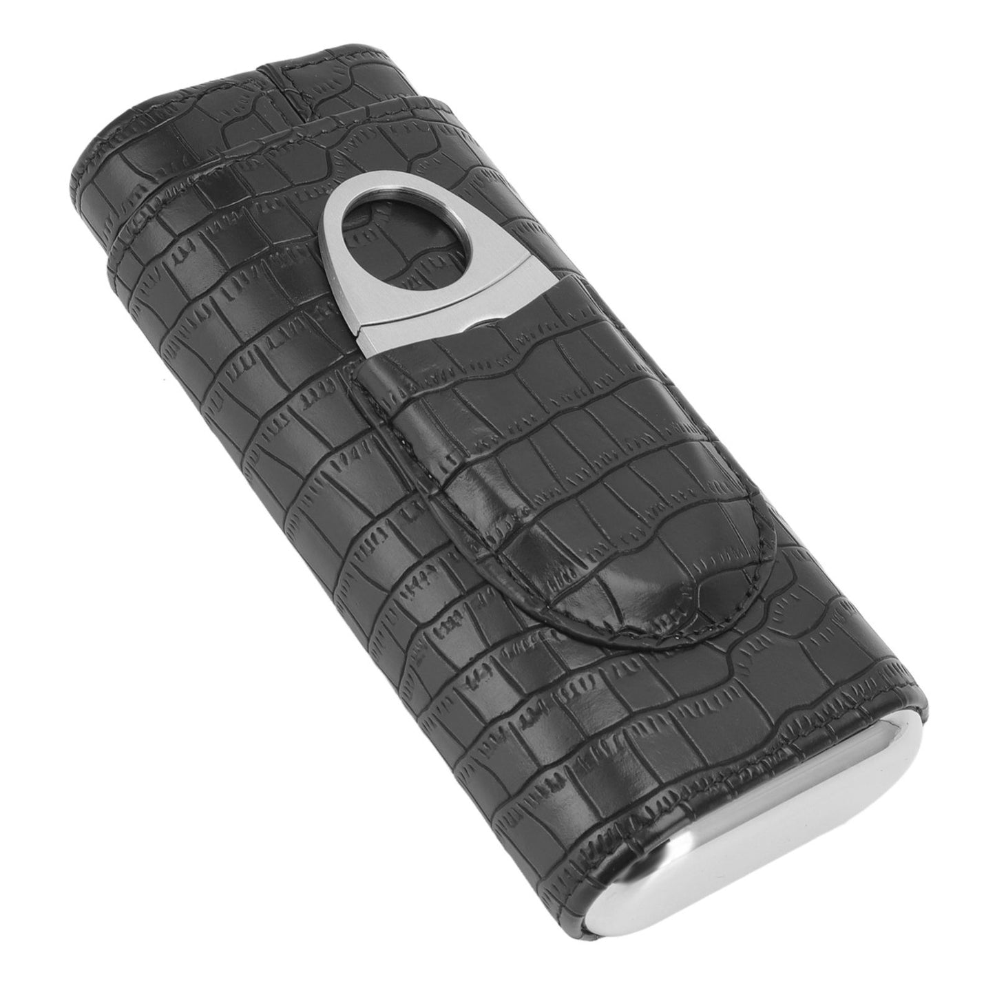 Cigar Leather Case Cedarwood Liner Portable 3pcs Cigar Holder Cigar Humidor Case with Cutter for Travel Black V1294-YM3117220233511-0421