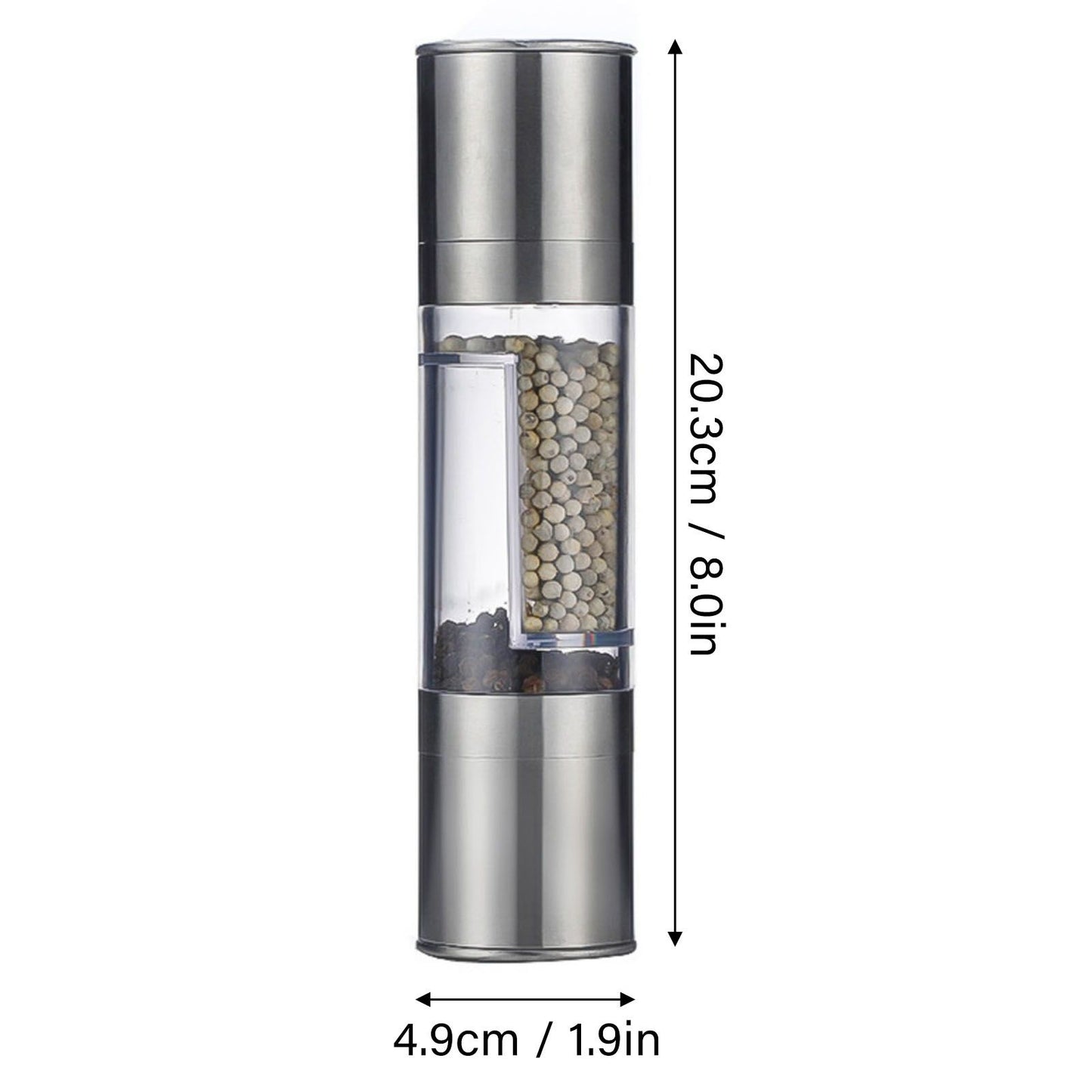 Salt and Pepper Grinder Stainless Steel Dual Head Adjustable Grind Size Manual Spice Grinder for Home Kitchen V1294-YM3118220242111-0421