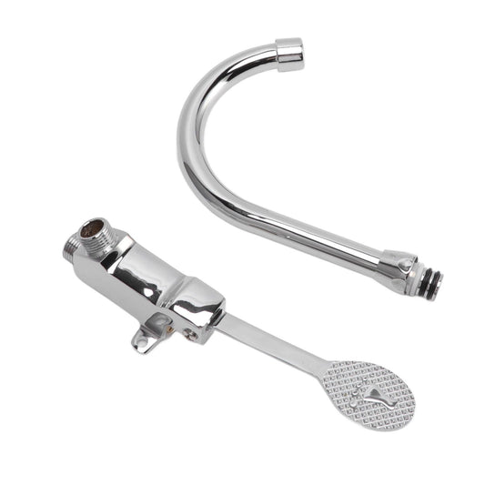 Foot Pedal Faucet Set Stainless Steel Hands Free Silver Touchless Floor Mount Foot Control Water Tap Kit V1294-YM3118220245811-0421