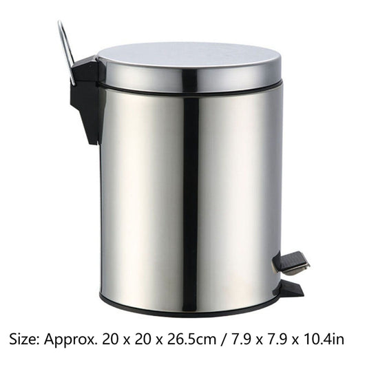Stainless Steel Trash Can Silent Ergonomic Handle Kitchen Garbage Can with Antislip Footrest for Bedroom V1294-YM3118220246311-0421