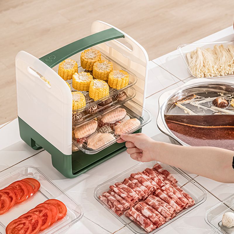 Four Layers Dish Preparation Plate Drawer Design Plastic Vegetable Preparation Rack Kitchen Storage Rack Green V1294-YM3118220256711-0421