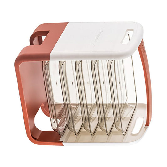 Four Layers Dish Preparation Plate Drawer Design Plastic Vegetable Preparation Rack Kitchen Storage Rack Pink V1294-YM3118220256712-0421