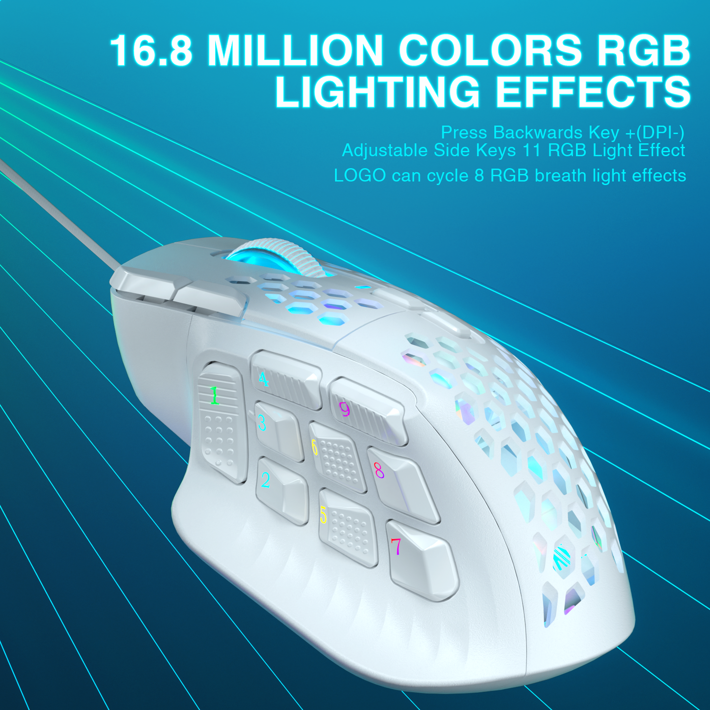SOLAKAKA SM809 Pro Wireless Gaming Mouse, white V1300-SM809-WHITE