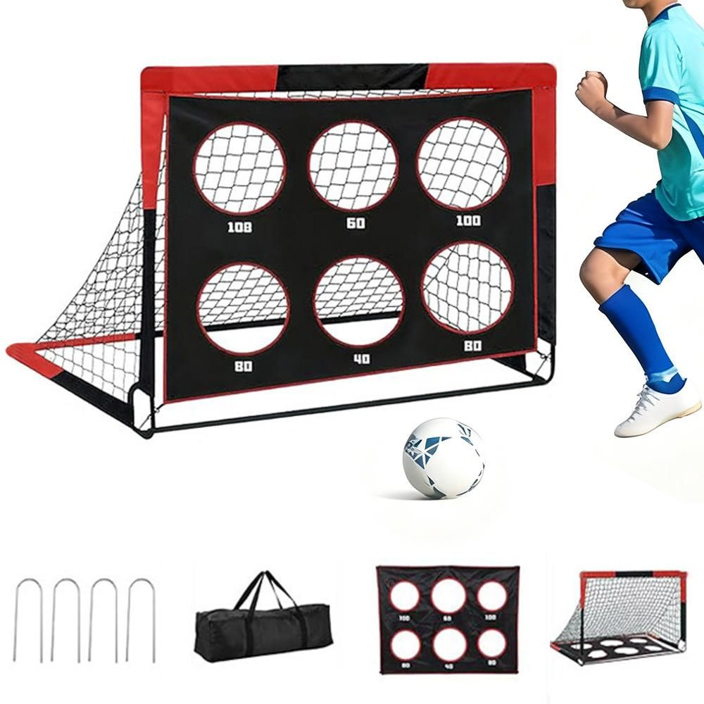 Soccer Goals for Backyard Set Outdoor Sports Games - Red Goal Frame with Black Net V1308-DSZKI-104-2