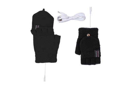 USB Heated Warmer Gloves Half Finger Mitten Electric Heated Gloves for Work Cycling Skiing Outdoor Snow -Black V1308-DSZKI-116-3