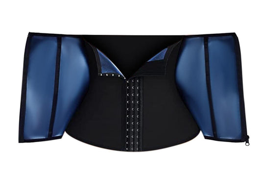 Women's Workout Waist Trainer - 3-Row Hook & Zip Slimming Belt for Yoga & Fitness - Blue & M V1308-DSZKI-117-2