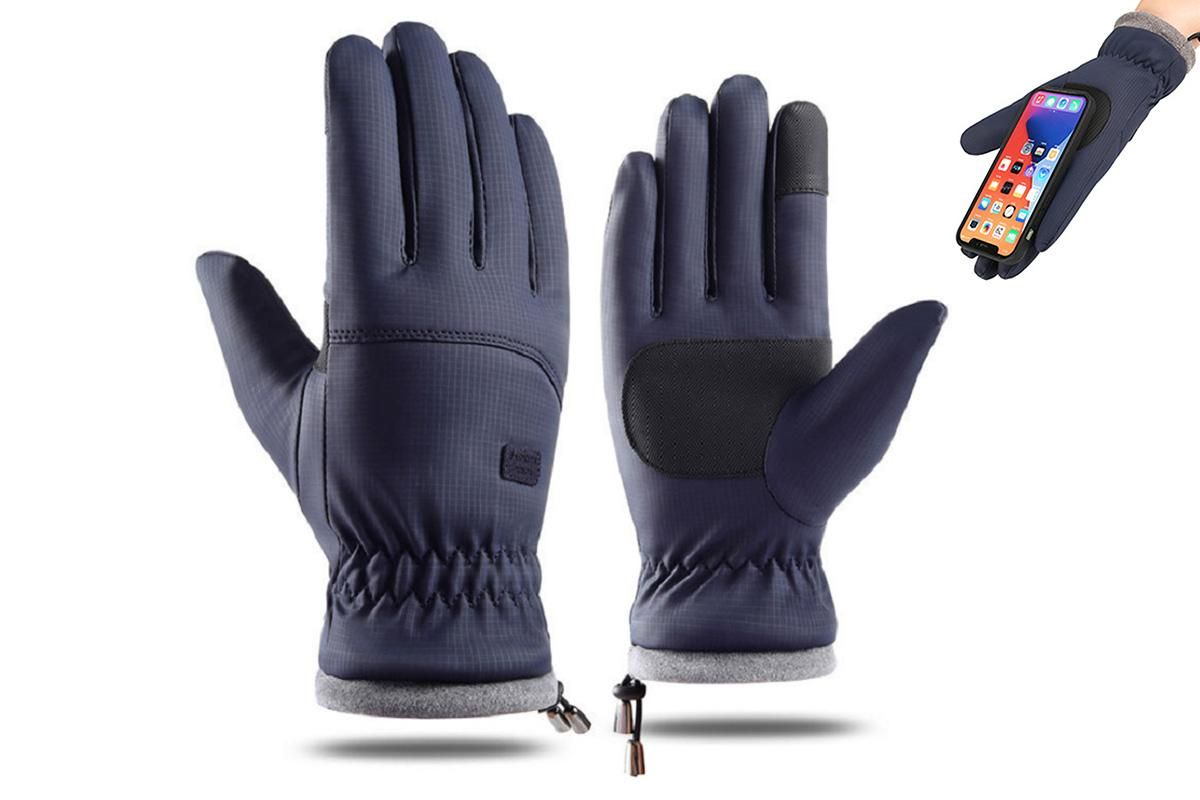 Winter Water Repellent Ski Snow Warm Gloves with Touchscreen Fingers - Blue V1308-DSZKI-13-1