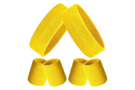 2 Pack Sweatbands Sports Headband for Tennis Badminton Yoga - Yellow V1308-DSZKI-169-1