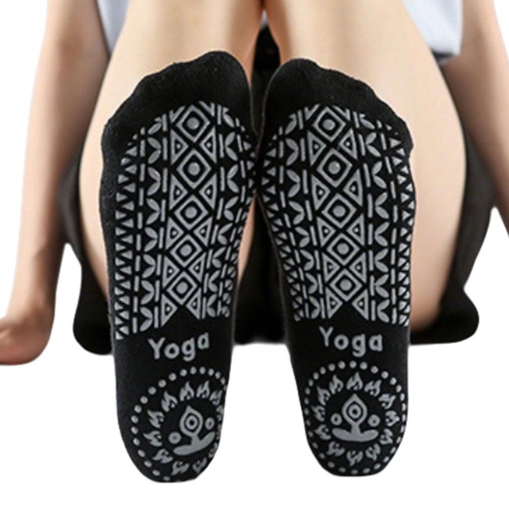 3 Pairs Cross Strap Round Toe Non-Slip Socks for Yoga Pilates and Barre V1308-DSZKI-234