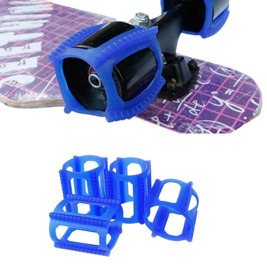 4 Pieces Skater Trick Trainers Silicone Skateboard Wheel Stop Covers Skater Skill Training Tools Blue V1308-DSZKI-255-1