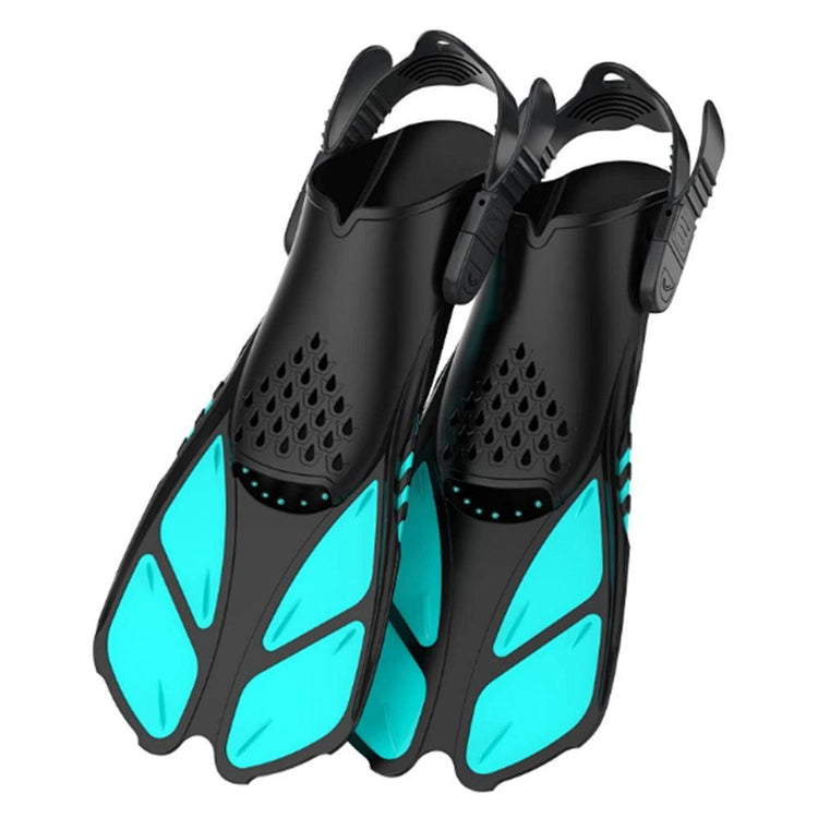 Pair of Snorkel Fins Diving Swim Fins Adjustable Open Heel Swimming Barefoot Flippers Cyan - L V1308-DSZKI-269-2