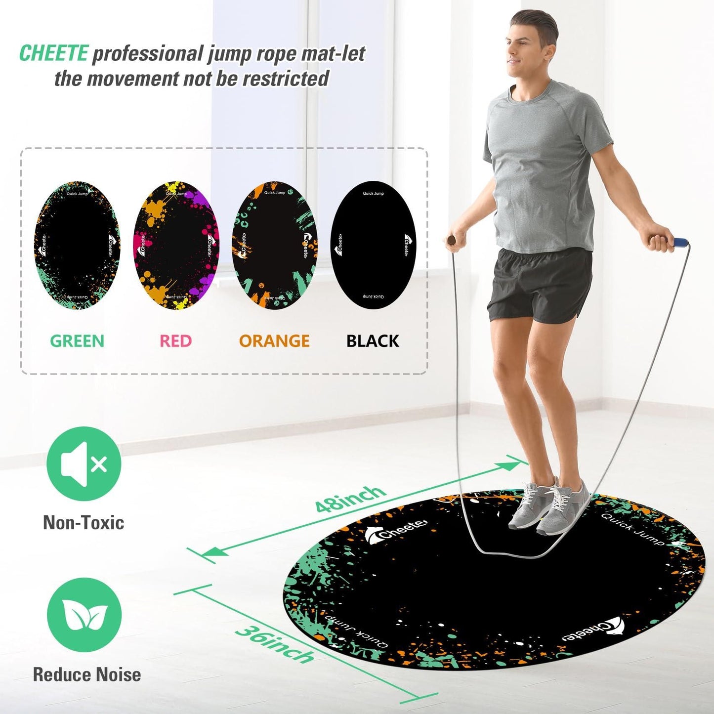 1pc Rubber Skipping Rope Mat 90x120cm Non-Slip Oval Anti-Wear Floor Mat V1308-DSZKI-292