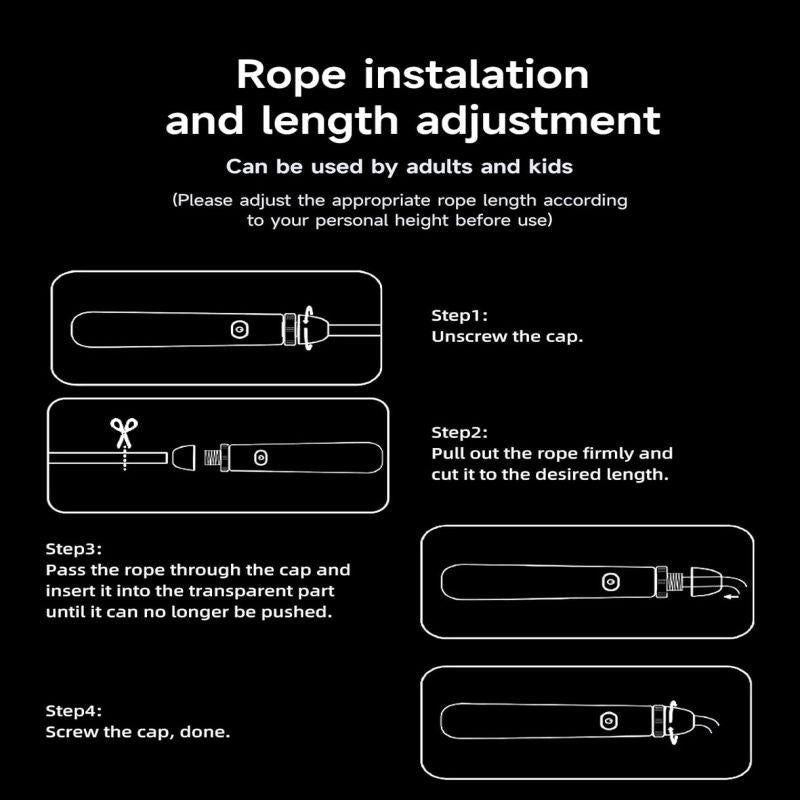 LED Light-Up Jump Rope for Boys Girls - Adjustable Glow-in-the-Dark Skipping Rope Black V1308-DSZKI-334-1