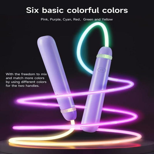 LED Light-Up Jump Rope for Boys Girls - Adjustable Glow-in-the-Dark Skipping Rope Purple V1308-DSZKI-334-2