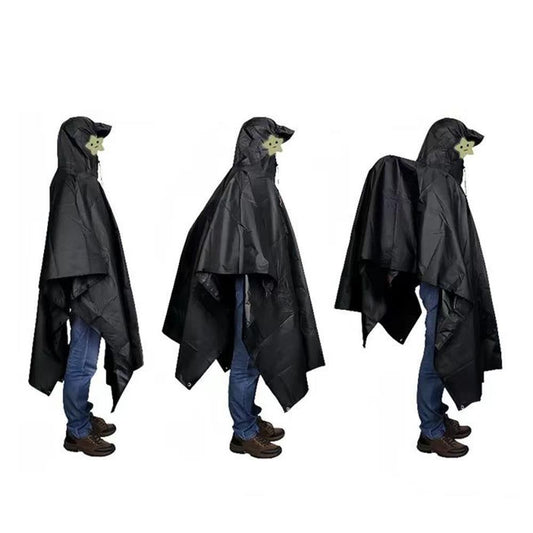 3 in 1 Portable Rain Poncho Waterproof Lightweight Emergency Raincoat with Pocket - Black V1308-DSZKI-398-2