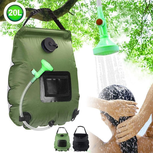 20L Camp Shower Bag Solar Heat Water Pipe Portable Camping Hiking Travel Outdoor - Black V1308-DSZKI-486-2