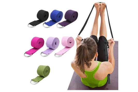 Sport Yoga Stretch Strap D-Ring Belt Gym Waist Leg Fitness 180Cm Adjustable Belt Purple V1308-DSZKI-536-4