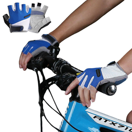 1 Pair Cycling Half Finger Bike Gloves With Anti Slip Pad For Unisex - Blue M V1308-DSZKI-569-1