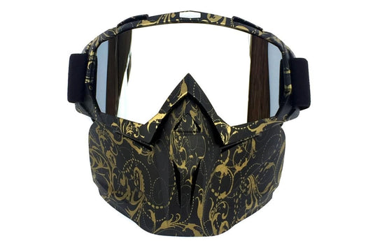 Outdoor Sport Goggles Ski Snowmobile Face Mask with Sun Glasses - Bronze and Black V1308-DSZKI-97-1
