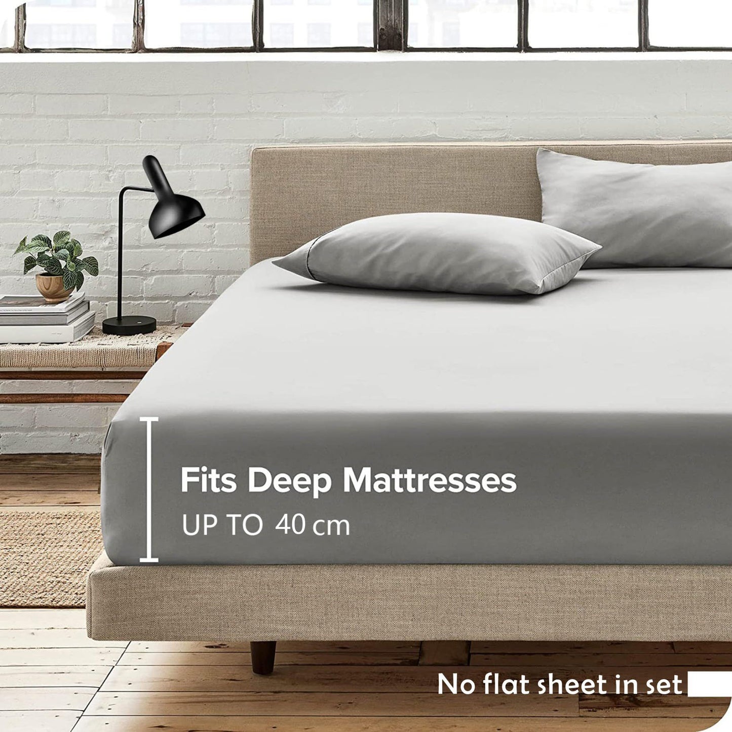 Hotel Quality Fitted Sheet - 1 Piece Fitted Sheet -Breathable Bedding - Wrinkle, Fade, Stain Resistant- 16inch/40cm Deep Pocket Fitted Bed Sheet-Wrinkle and Fade Resistant,(Silver-gray,Queen)
