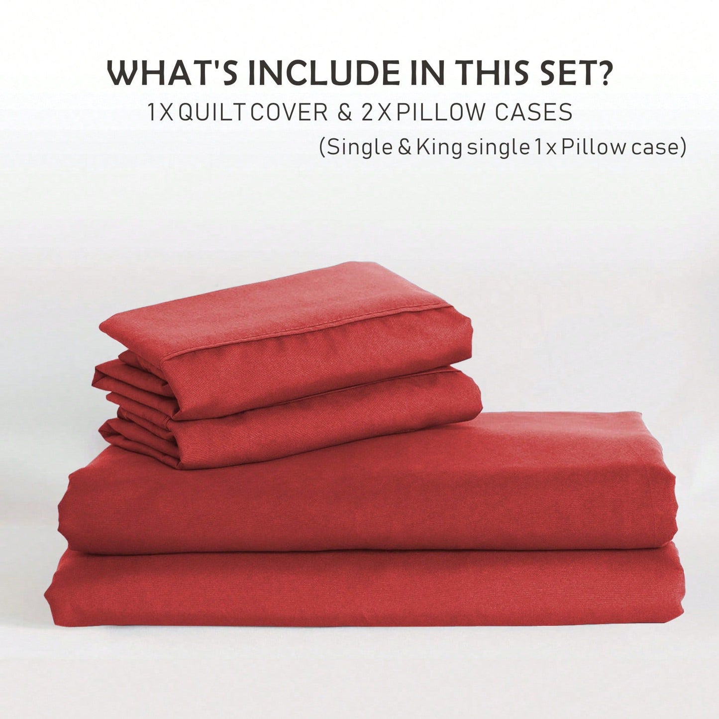 Hotel Soft Microfiber Duvet Cover Set-2000TC Quilt Cover Set & Pillowcases -1 Donna Cover Zipper Closure & 1 x Pillowcases-Breathable Bedding - Wrinkle, Fade, Stain Resistant(Red,King Single)