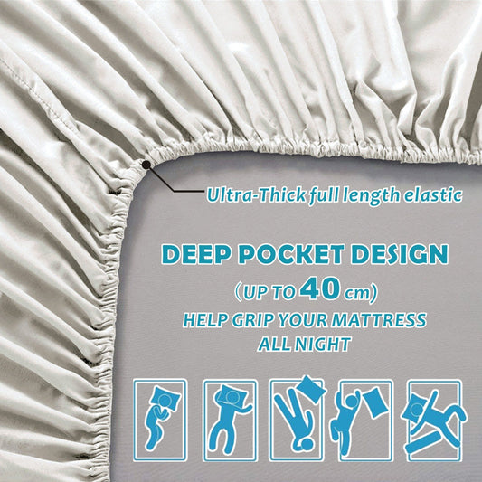 4 Piece Bed Sheet Set- Bedding Sheets & Pillowcases -Breathable Bedding - Wrinkle, Fade, Stain Resistant-Deep V1317-QS9-AUD-4JT-BB