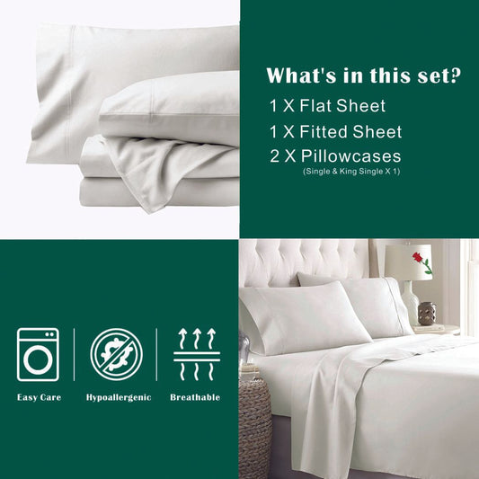 3 Piece Bed Sheet Set- Bedding Sheets & Pillowcases -Breathable Bedding - Wrinkle, Fade, Stain Resistant-Deep V1317-QS9-AUKS-4JT-BB
