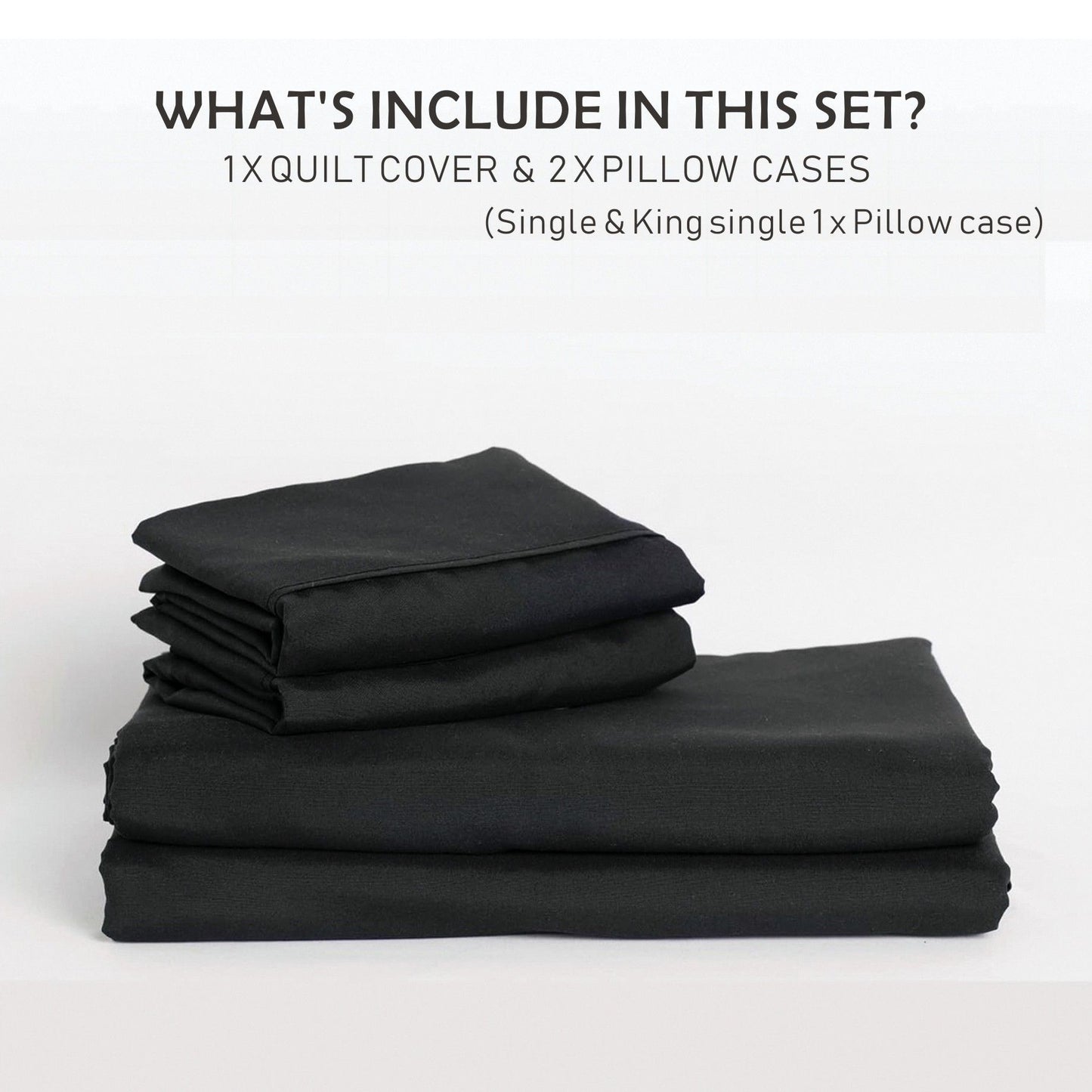 3 Piece Hotel Soft Microfiber Quilt Cover Set-2000TC Duvet/Donna Cover Set & Pillowcases -1 Quilt Cover Zipper Closure & 1 x Pillowcases-Breathable Bedding - Wrinkle, Fade, Stain Resistant(Black,Queen)