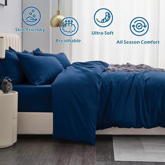 3 Piece Hotel Soft Microfiber Quilt Cover Set-2000TC Duvet/Donna Cover Set & Pillowcases -1 Quilt Cover V1317-QS9-AUQ-3JT-BZ-NV