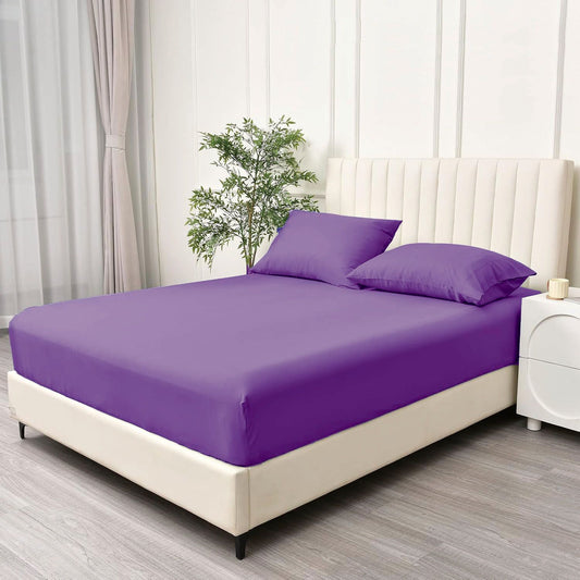 2 Piece Fitted Sheet Set- Fitted Sheet & Pillowcases -Breathable Bedding - Wrinkle, Fade, Stain Resistant- V1317-QS9-AUS-3JT-CL-ZI