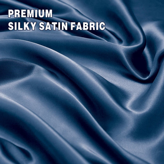 Art Silk Satin Sheet Set Hotel 4 Pieces Fitted/Flat Sheet Bedding Set-Luxury Soft Silky Sheets for Hair and V1317-SD90-AUQ-4JT-NV