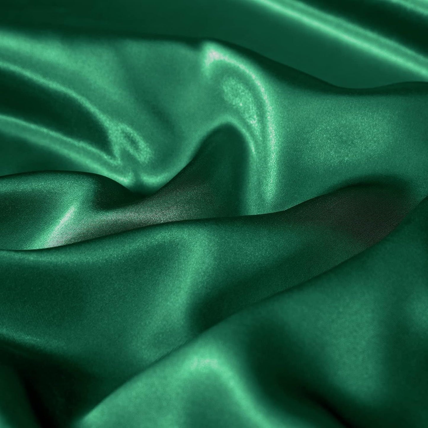 Satin Quilt cover Set Hotel 3 Pieces Quilt cover with Pillowcase, Art Silk Bedding Set-Luxury Soft Silky pillowcase for Hair and Skin, Similar to Silk Duvet/Donna Cover Set- 3 Pieces(Super King,Green)