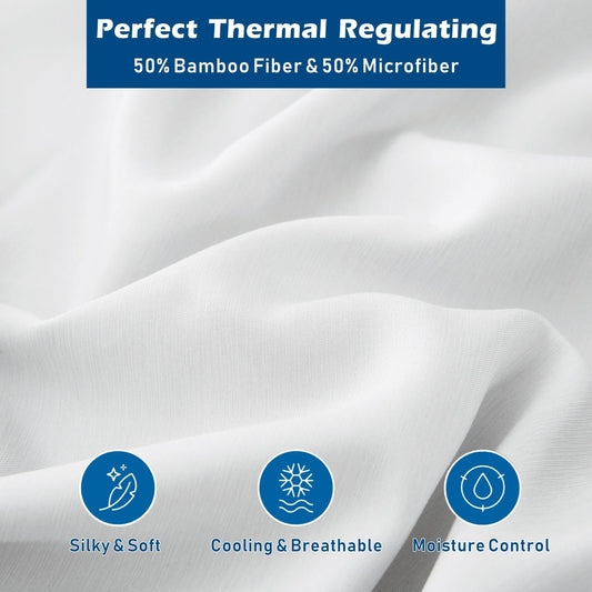 3 Piece Hotel Bamboo Cooling Sheet Set -Ultra Soft 2000TC Breathable Bed Sheets Set with 37 Centimetre Deep V1317-ZXW9-AUS-4JT-BAI