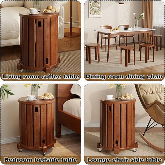 Stackable Wooden Stools Set of 4,Bar Stools Dining Chair with Movable Base,Nesting Side Tables Nesting Coffee Table, No Installation Required for Indoor Outdoor Living Room Garden