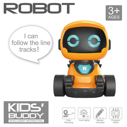 Smart Track-Following Robot Toy for Kids Ages 3+, Interactive Educational Drawing Car with Lights and Sound Effects, Fun Line-Tracing Robot for Home Play (White)