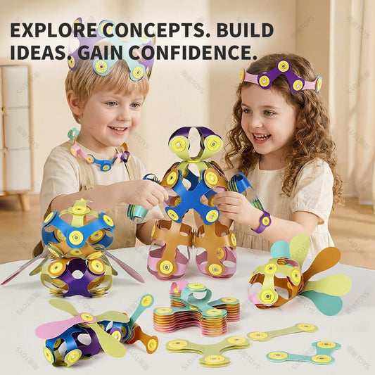 Kids 3D Soft Magnetic Building Tiles Toy Set, Creative DIY Puzzle Blocks for Ages 3+ - Develops Fine Motor Skills & Imagination, Ideal Birthday Gift for Girls, Home Play STEM Learning Kit (32PCS)