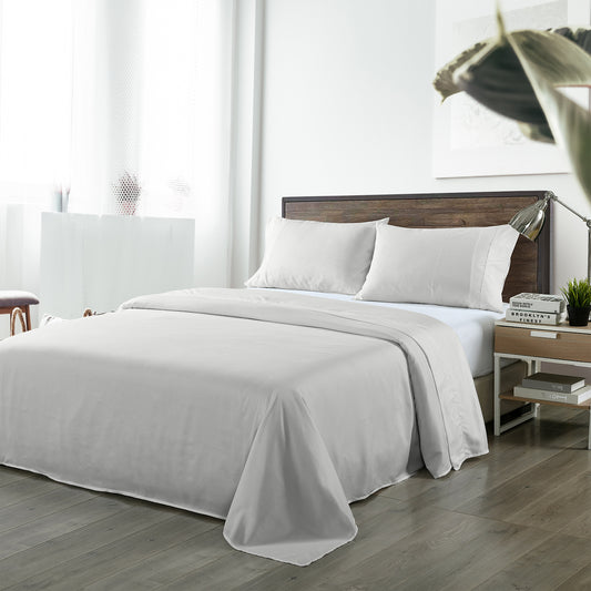 Royal Comfort Bamboo Blended Sheet & Pillowcases Set 1000TC Ultra Soft Bedding - Queen - Light Grey V160-10002288