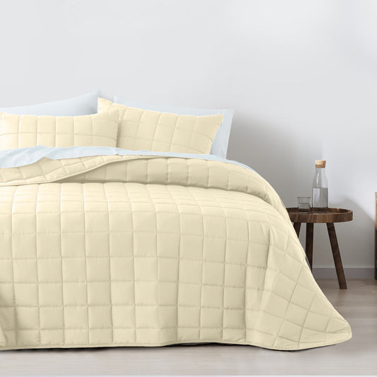 Royal Comfort Coverlet Set Bedspread Soft Touch Easy Care Breathable 3 Piece Set - Queen - Beige V160-10003818