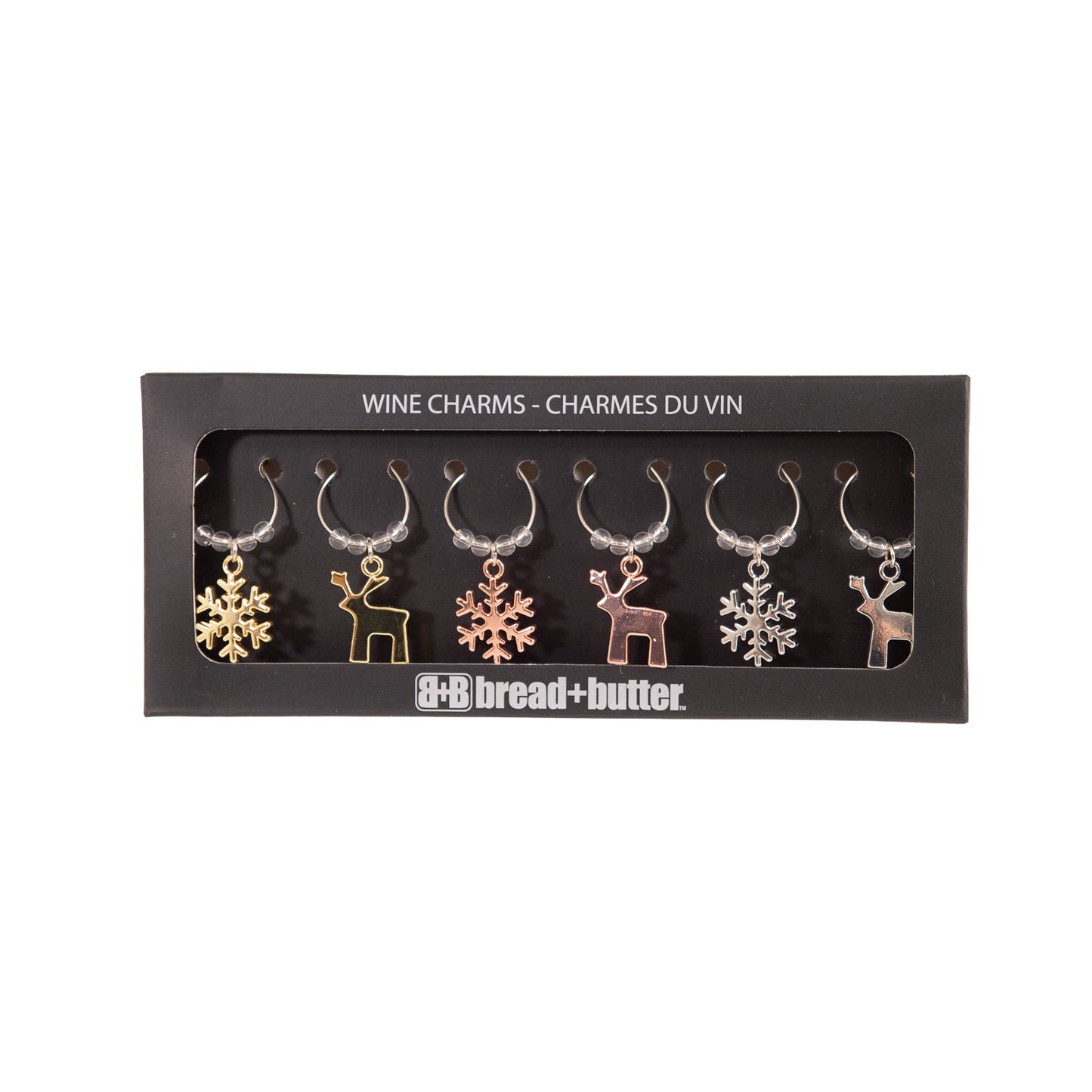 Bread and Butter (3) Snowflake and (3) Reindeer Wie Glass Charms - 6 Pack V160-10004438