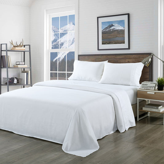 Royal Comfort Bamboo Blended Sheet & Pillowcases Set 1000TC Ultra Soft Bedding - Double - White V160-201992