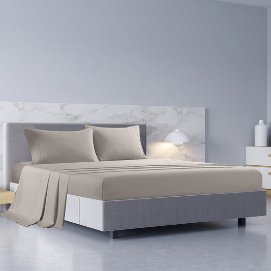 Royal Comfort 1000TC Hotel Grade Bamboo Cotton Sheets Pillowcases Set Ultrasoft - Queen - Dove V160-204908